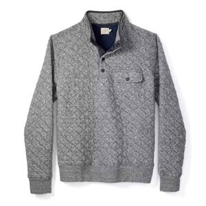 Faherty Quilted Fleece Snap Pullover Men's XS Gray 1/4 Snap Sweatshirt Jacket